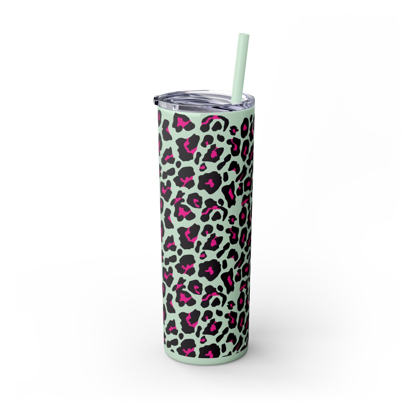Trendy Leopard Print Skinny Tumbler, 20oz | Stylish Drinkware for Home, Office, Gifts, Reusable Straw, Animal Print