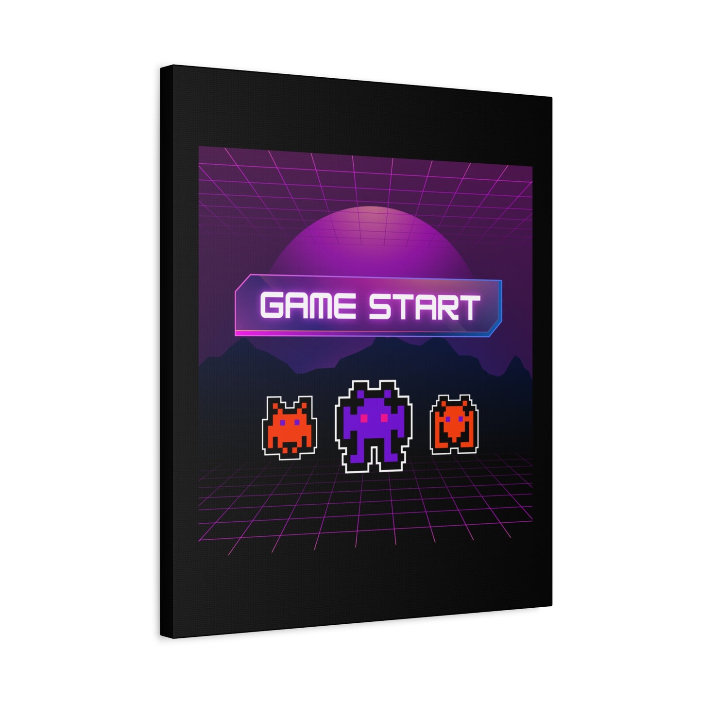 Retro Game Start Canvas Art Print | 80s Gaming Wall Decor, Gamer Gift, Pixel Art, Nostalgic Artwork, Home Decor