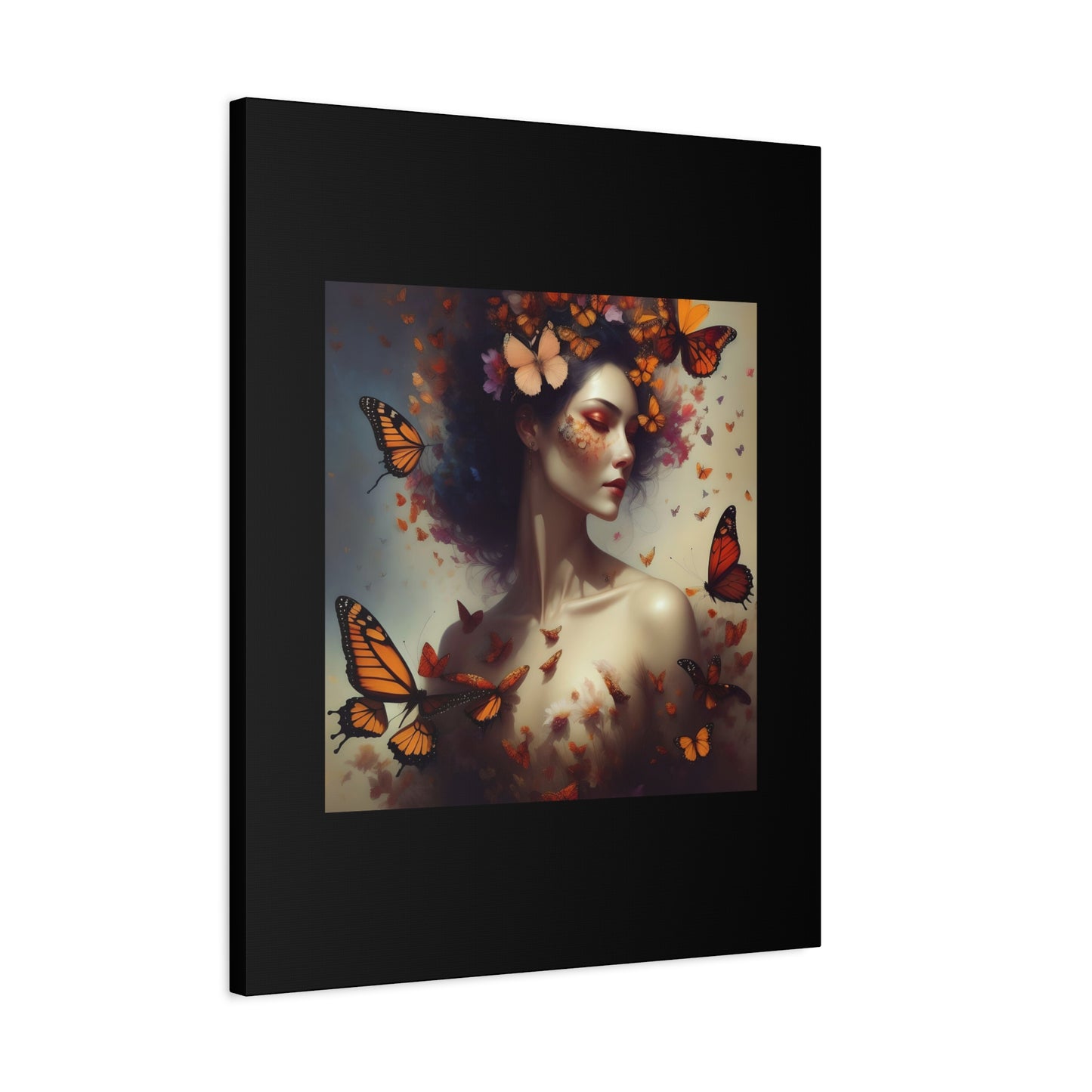 Canvas Wall Art - Butterfly Woman Print, Floral Home Decor, Unique Gift for Nature Lovers, Birthday Decoration, Whimsical Art