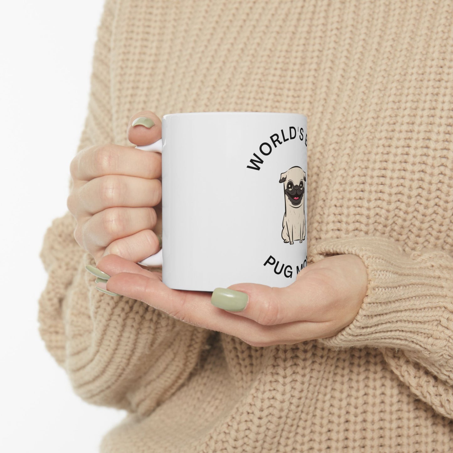 World's Best Pug Mom Mug, Funny Ceramic Coffee Cup, Pet Lover Gift, Dog Mom Present, Cute Pug Merchandise, Gift for Dog Lovers