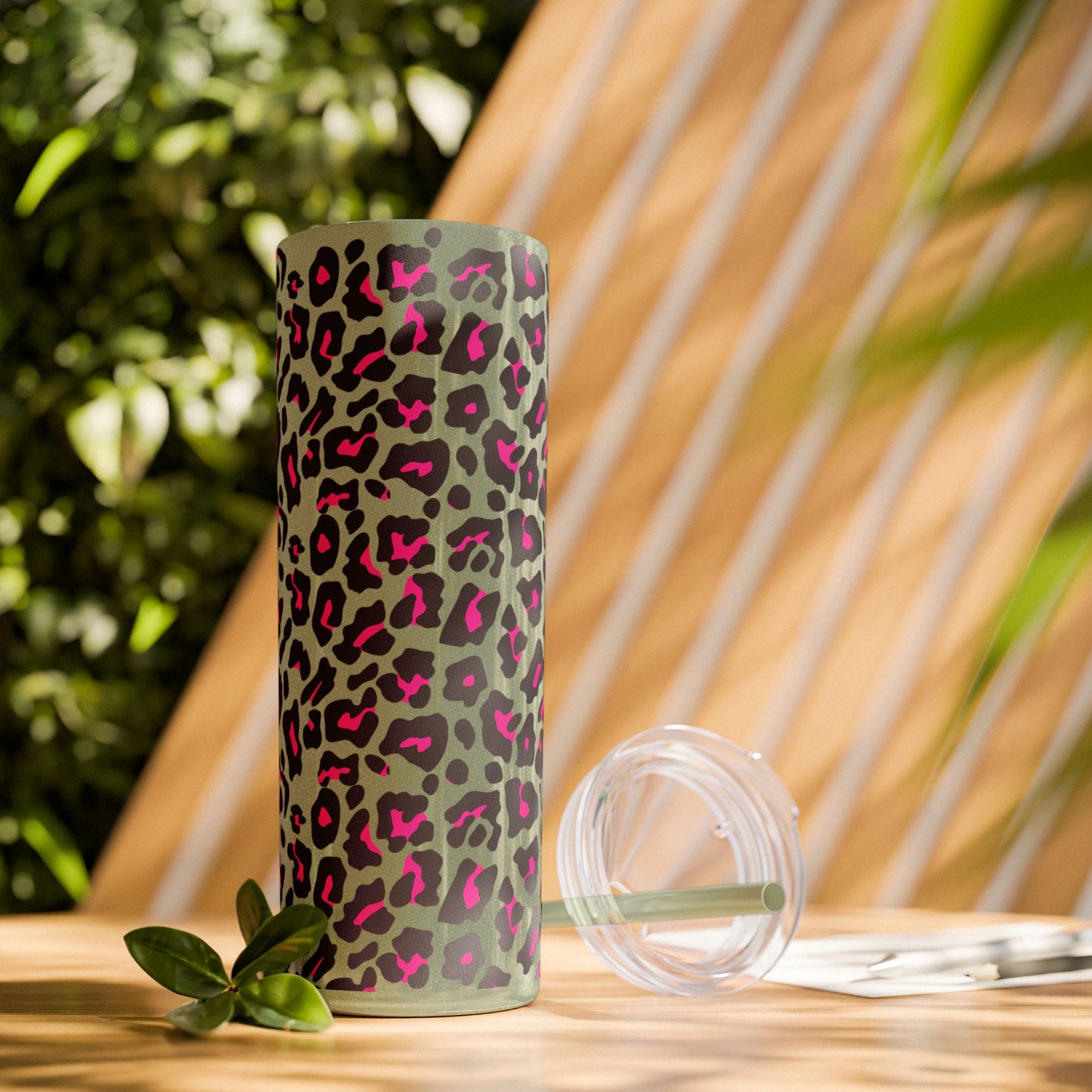 Trendy Leopard Print Skinny Tumbler, 20oz | Stylish Drinkware for Home, Office, Gifts, Reusable Straw, Animal Print