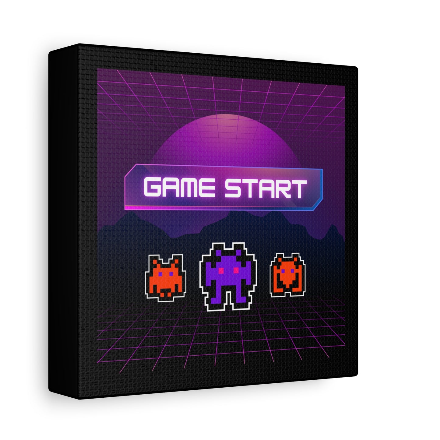 Retro Game Start Canvas Art Print | 80s Gaming Wall Decor, Gamer Gift, Pixel Art, Nostalgic Artwork, Home Decor