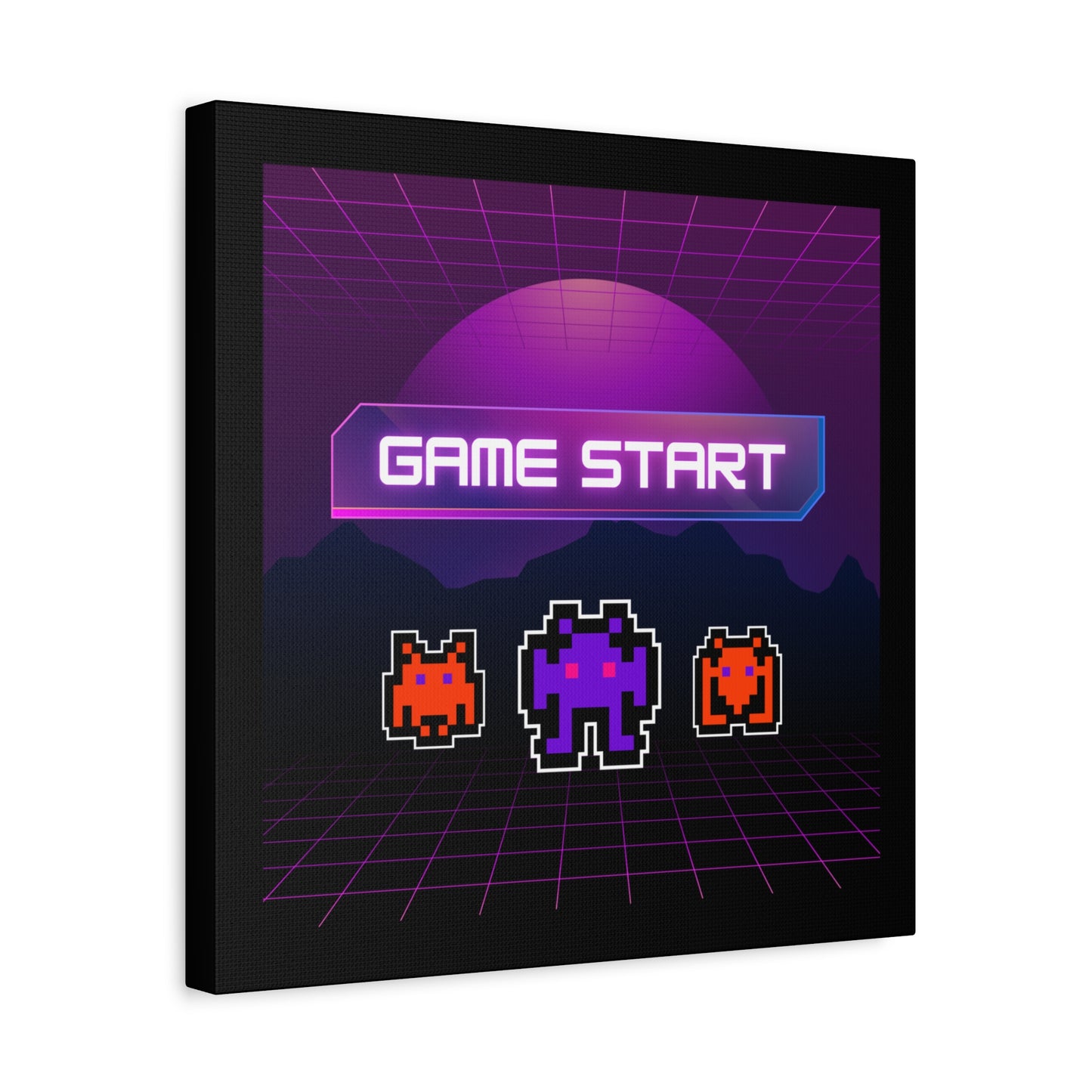 Retro Game Start Canvas Art Print | 80s Gaming Wall Decor, Gamer Gift, Pixel Art, Nostalgic Artwork, Home Decor