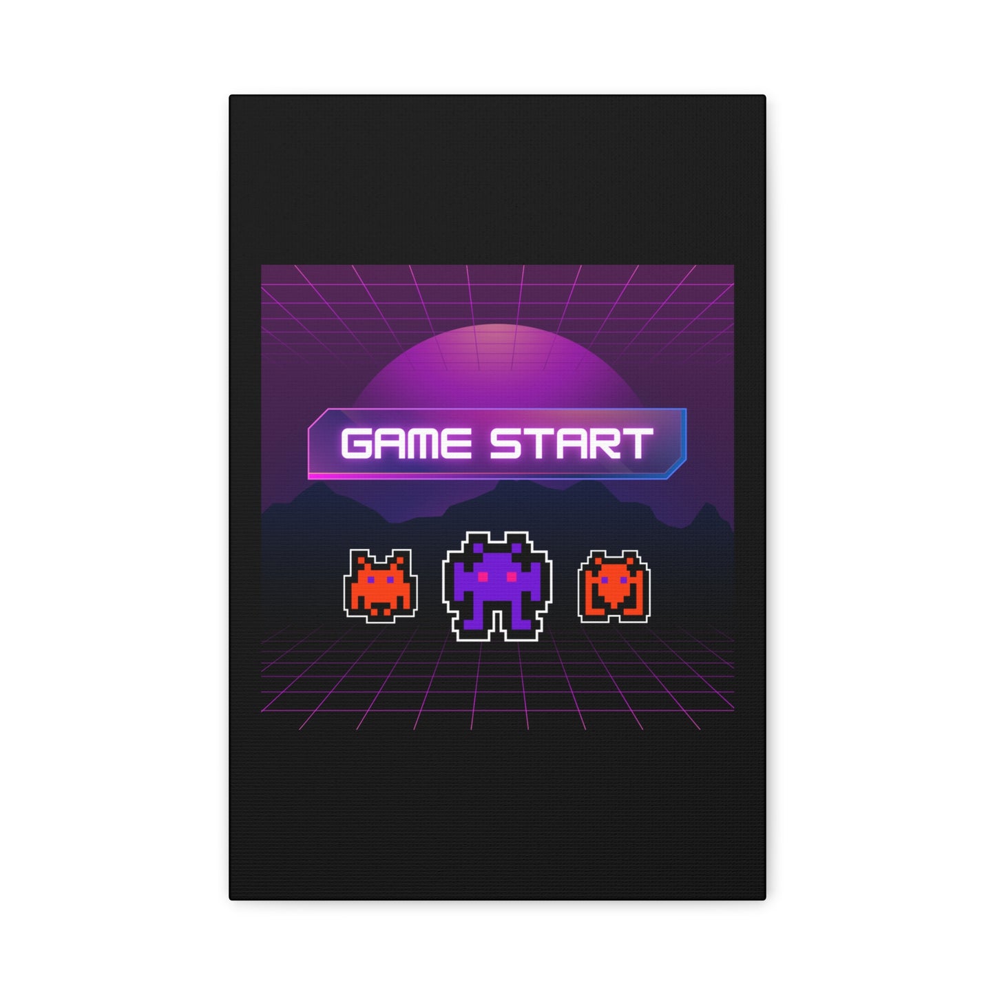 Retro Game Start Canvas Art Print | 80s Gaming Wall Decor, Gamer Gift, Pixel Art, Nostalgic Artwork, Home Decor