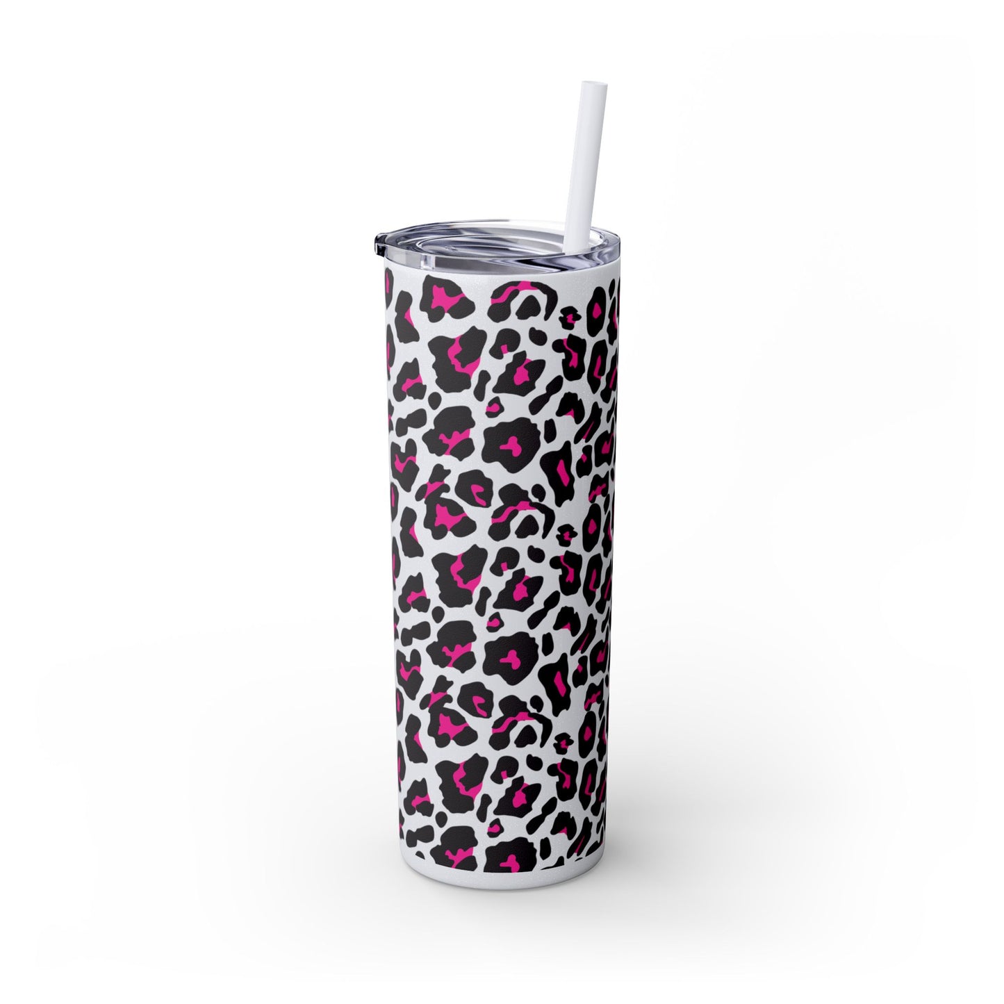 Trendy Leopard Print Skinny Tumbler, 20oz | Stylish Drinkware for Home, Office, Gifts, Reusable Straw, Animal Print