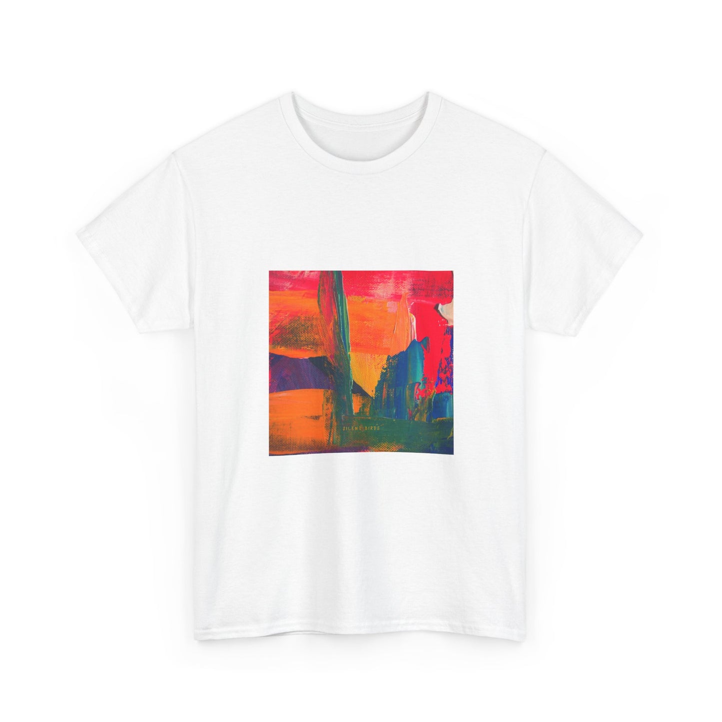 Vibrant Art Bird of Paradise Painting Tee for Creative Souls, Unisex Heavy Cotton T-Shirt, Artistic Gift
