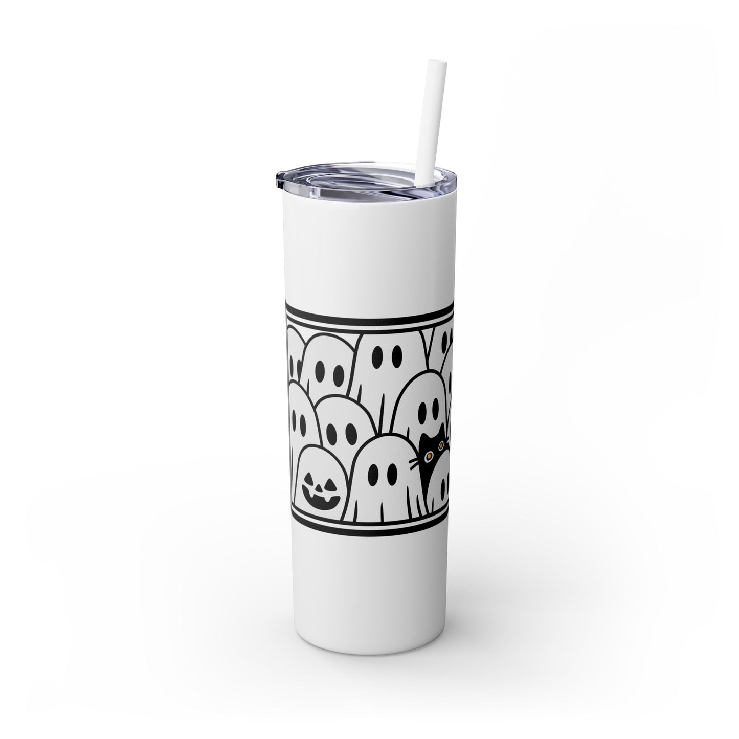 Halloween Ghost Tumbler, 20oz Skinny Tumbler with Straw, Cute Fall Drinkware, Spooky Gifts for Kids, Ghost Lovers, Cozy Decor