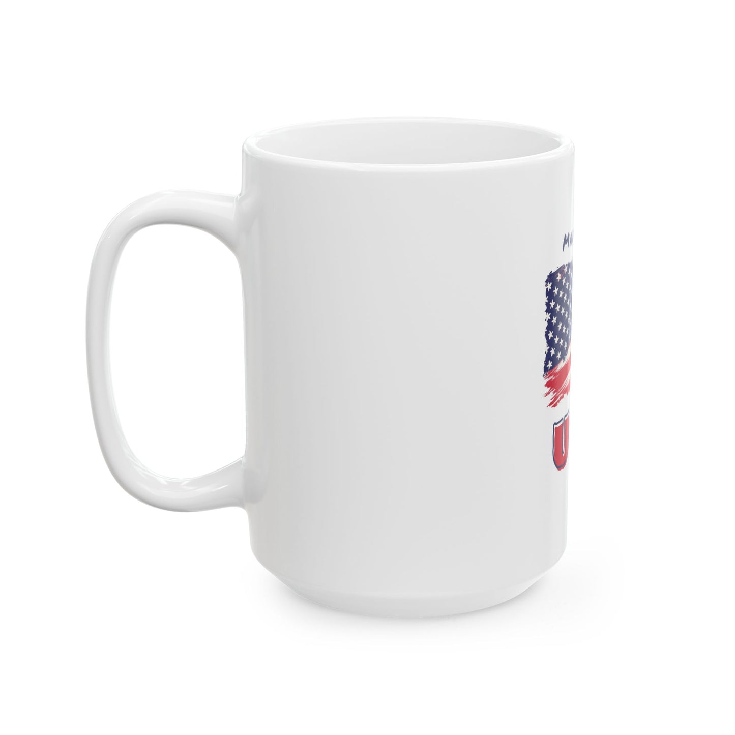 USA Flag Ceramic Mug - Made in the USA Coffee Cup, Patriotic Gift, 4th of July Decor, American Pride Mug, Customizable Drinkware