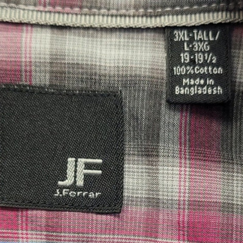 J Forrar Mens 3XL 100% Cotton Short Sleeve Plaid Pearl Snap Up Western Shirt