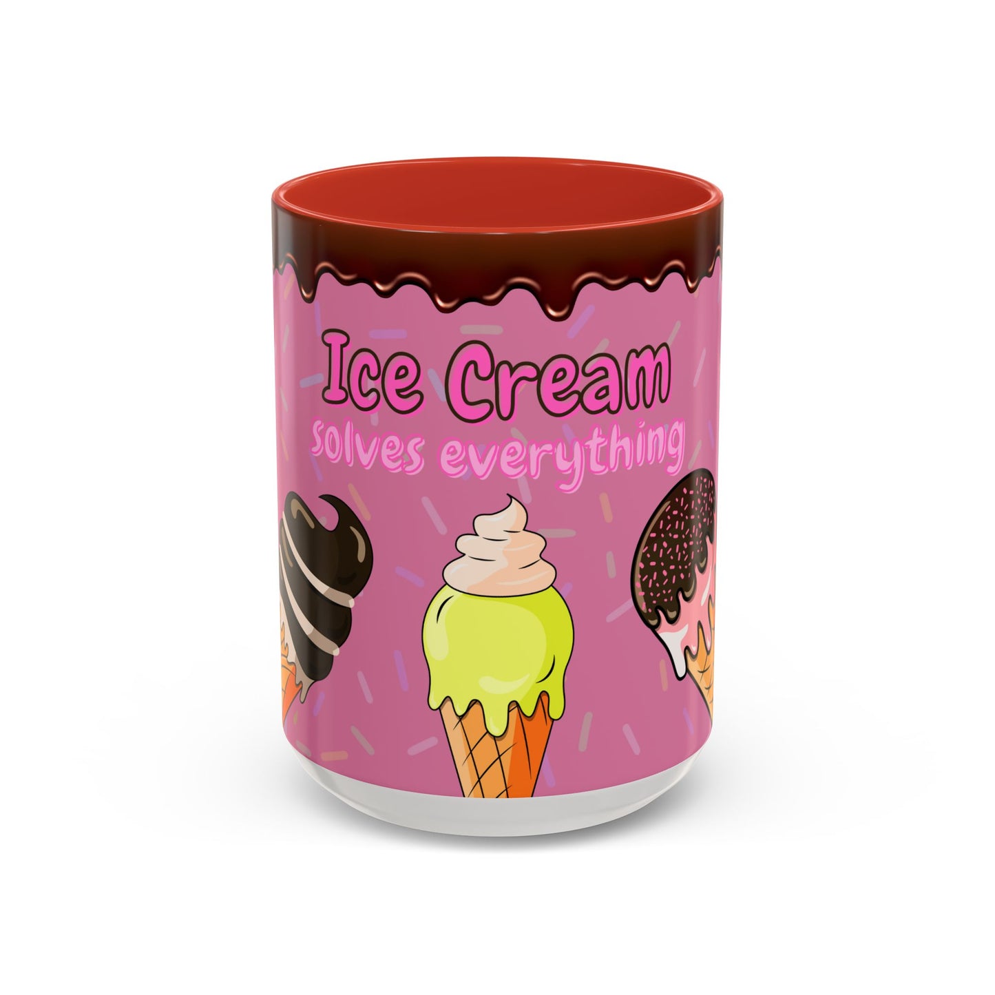 Ice Cream Solves Everything Coffee Mug - Fun Beverage Cup for Ice Cream Lovers, Gift for Holidays, Birthday, Summer
