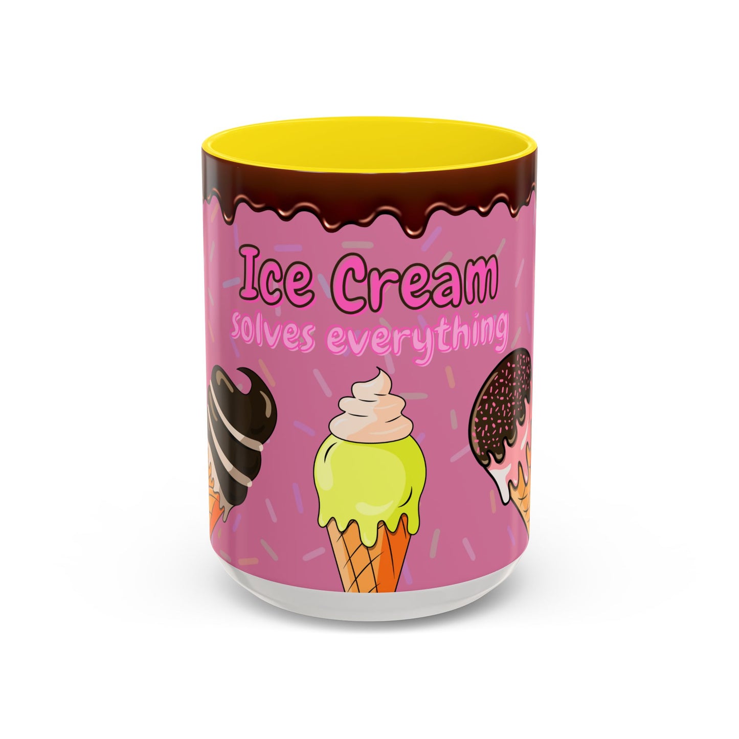 Ice Cream Solves Everything Coffee Mug - Fun Beverage Cup for Ice Cream Lovers, Gift for Holidays, Birthday, Summer