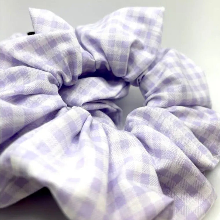 Lilac Gingham Spring Scrunchie