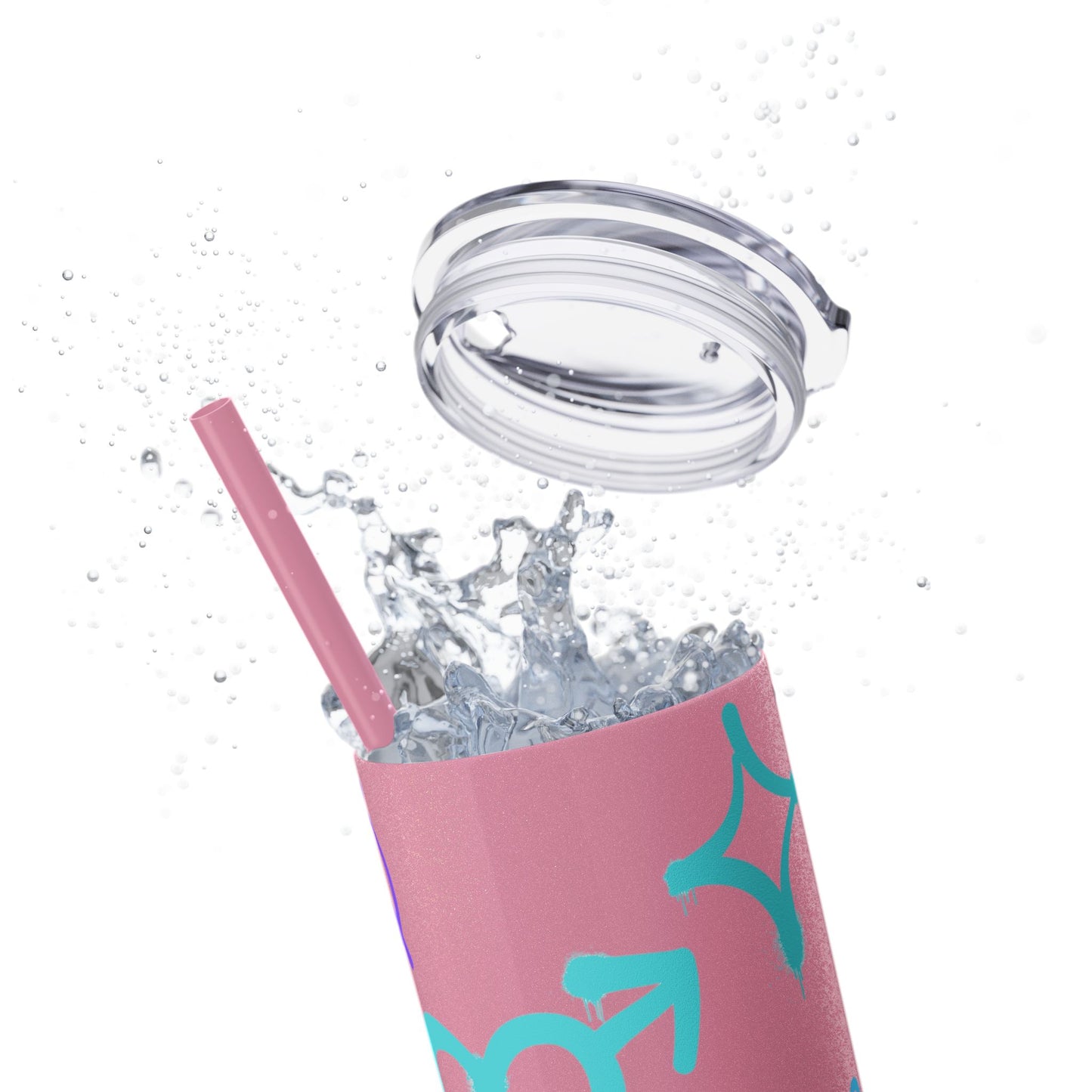 Trendy Skinny Tumbler with Straw, 20oz | Unique Graffiti Style Drinkware for Teens, Gifts, Parties, and Everyday Use