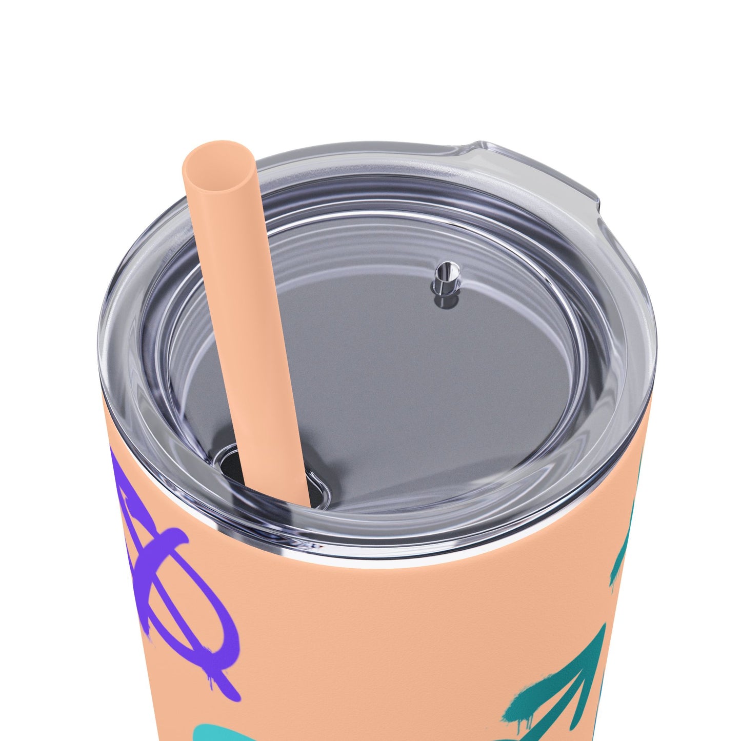 Trendy Skinny Tumbler with Straw, 20oz | Unique Graffiti Style Drinkware for Teens, Gifts, Parties, and Everyday Use