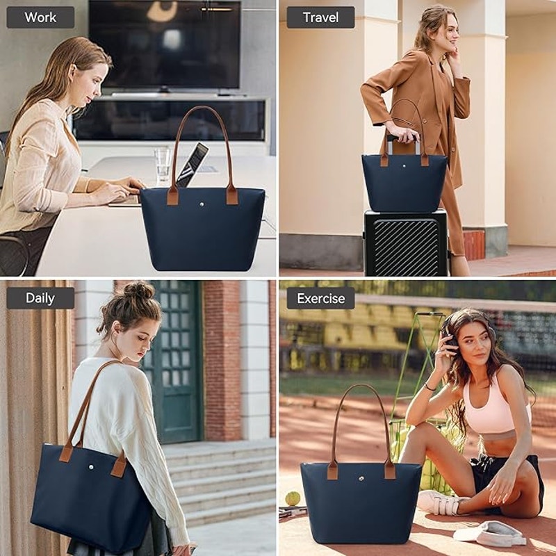 New Kalidi Navy Water Repllant Canvas Nylon Top-Handle Purse Tote Bag Handbag