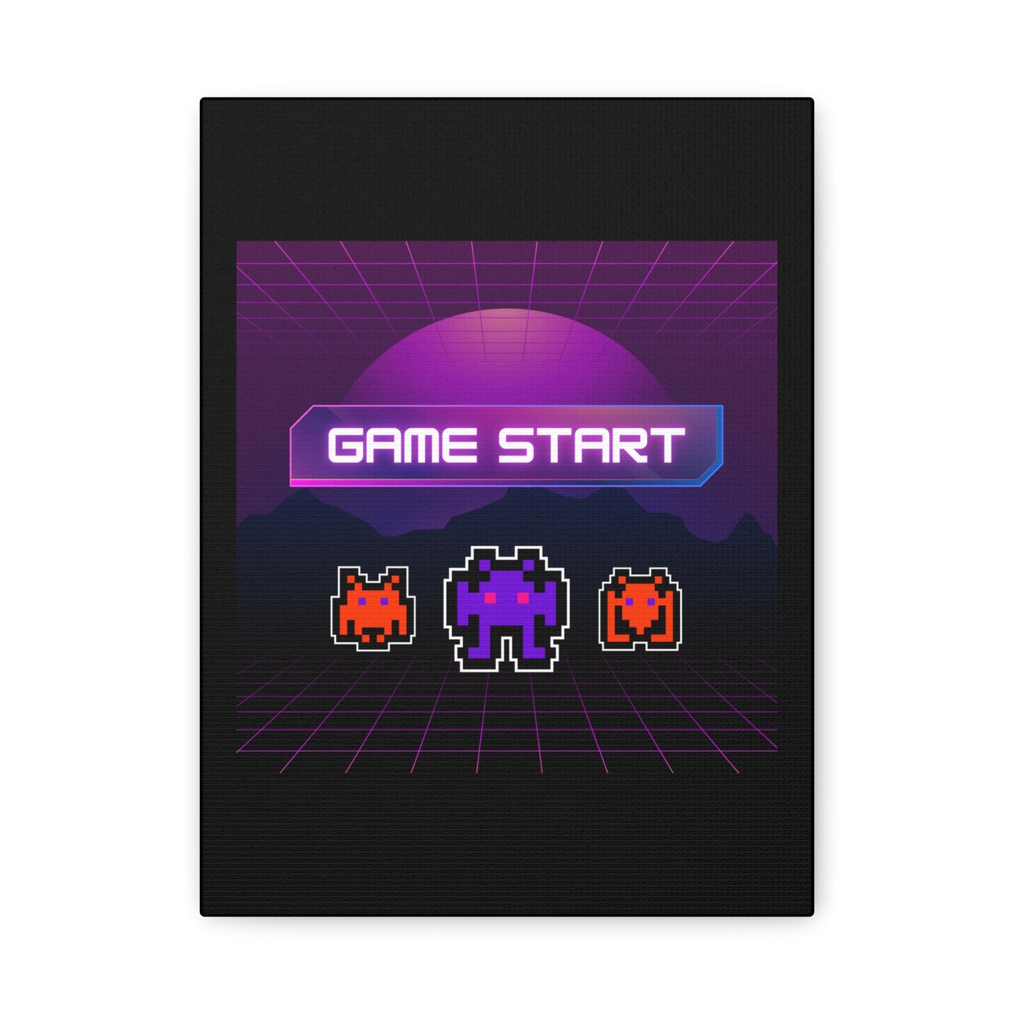Retro Game Start Canvas Art Print | 80s Gaming Wall Decor, Gamer Gift, Pixel Art, Nostalgic Artwork, Home Decor