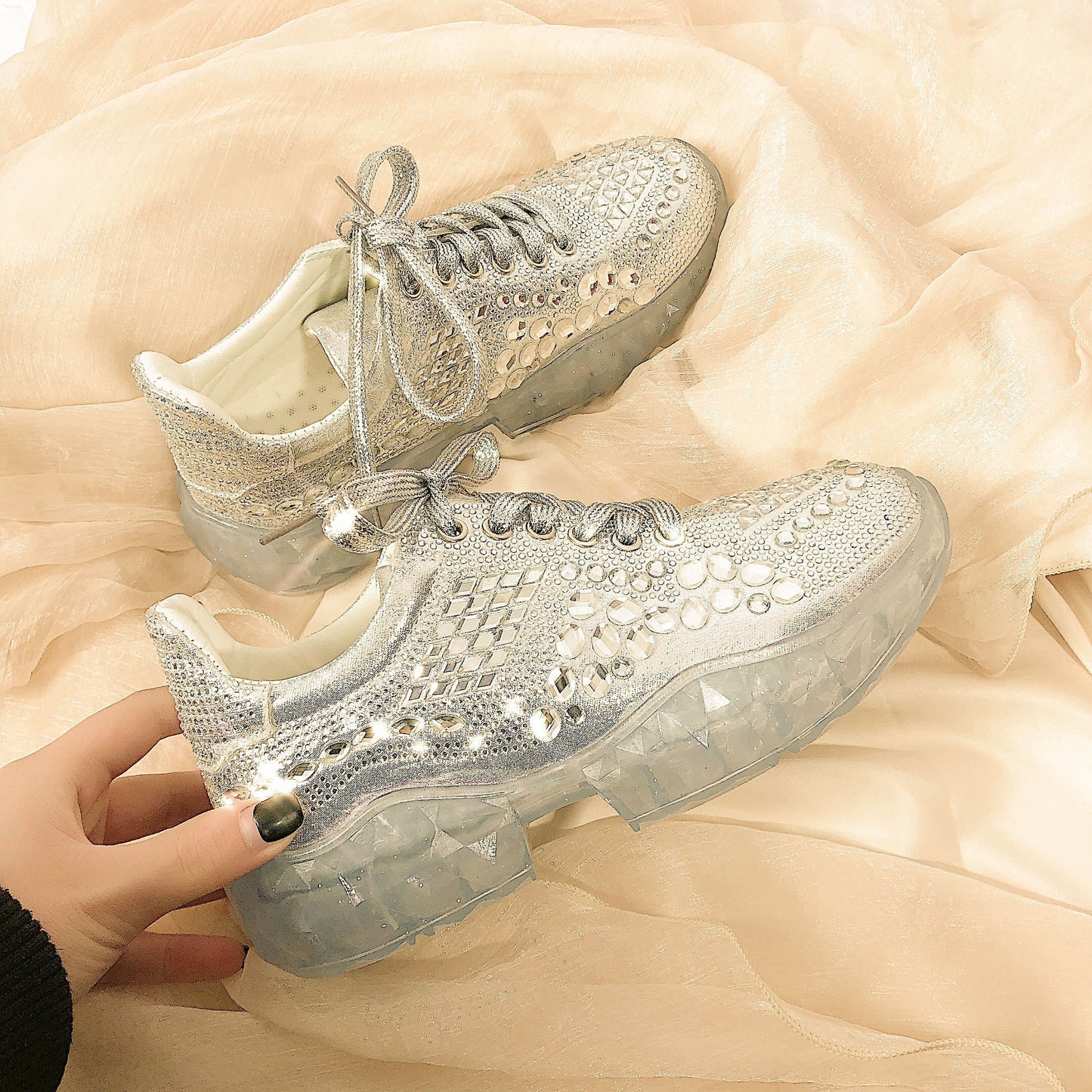 Spring and Autumn New Sports Shoes Fashion Rhinestone Trendy Women's Shoes