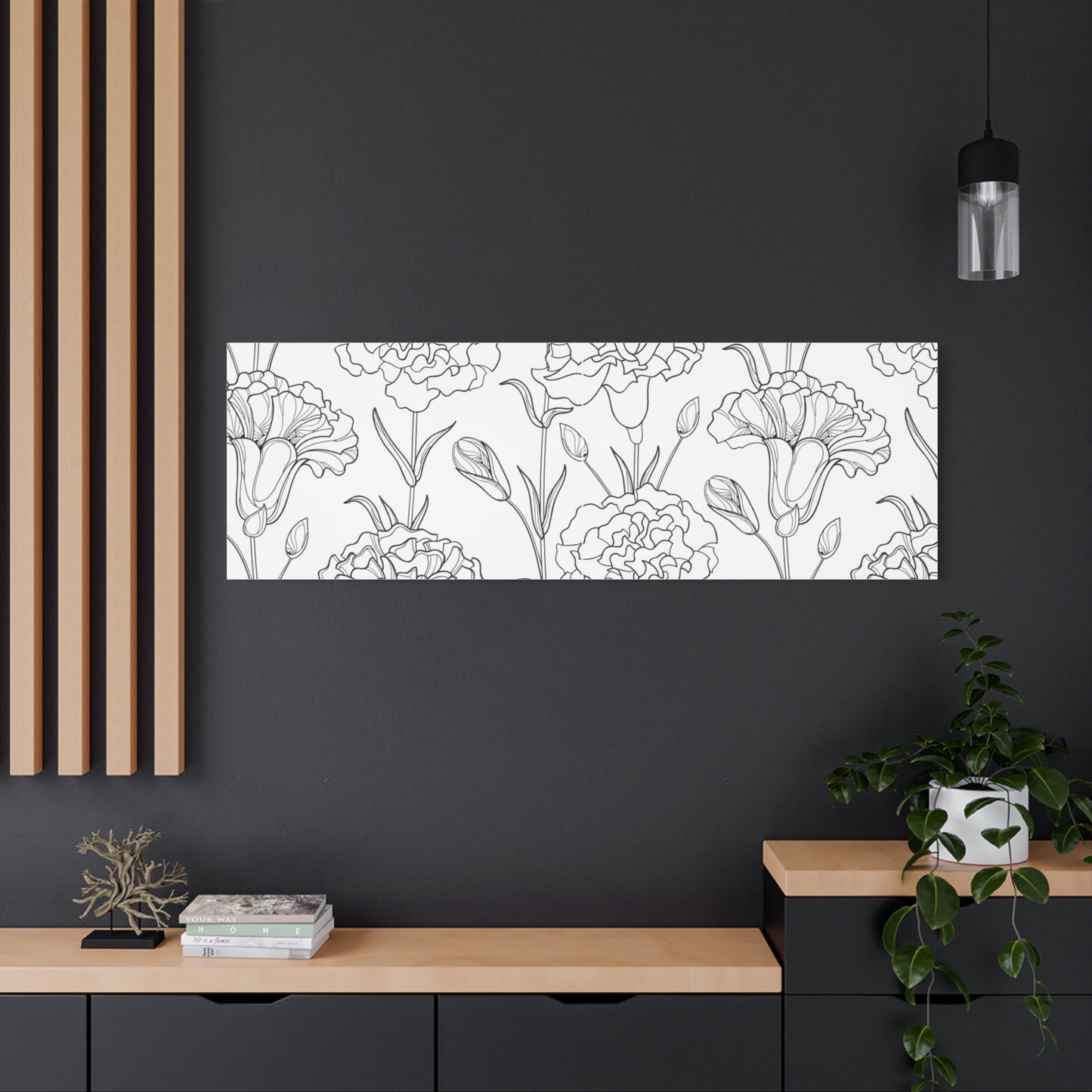 Floral Canvas Art, Stretched Wall Decor, Home Gift, Botanical Print, Modern Design, Matte Finish
