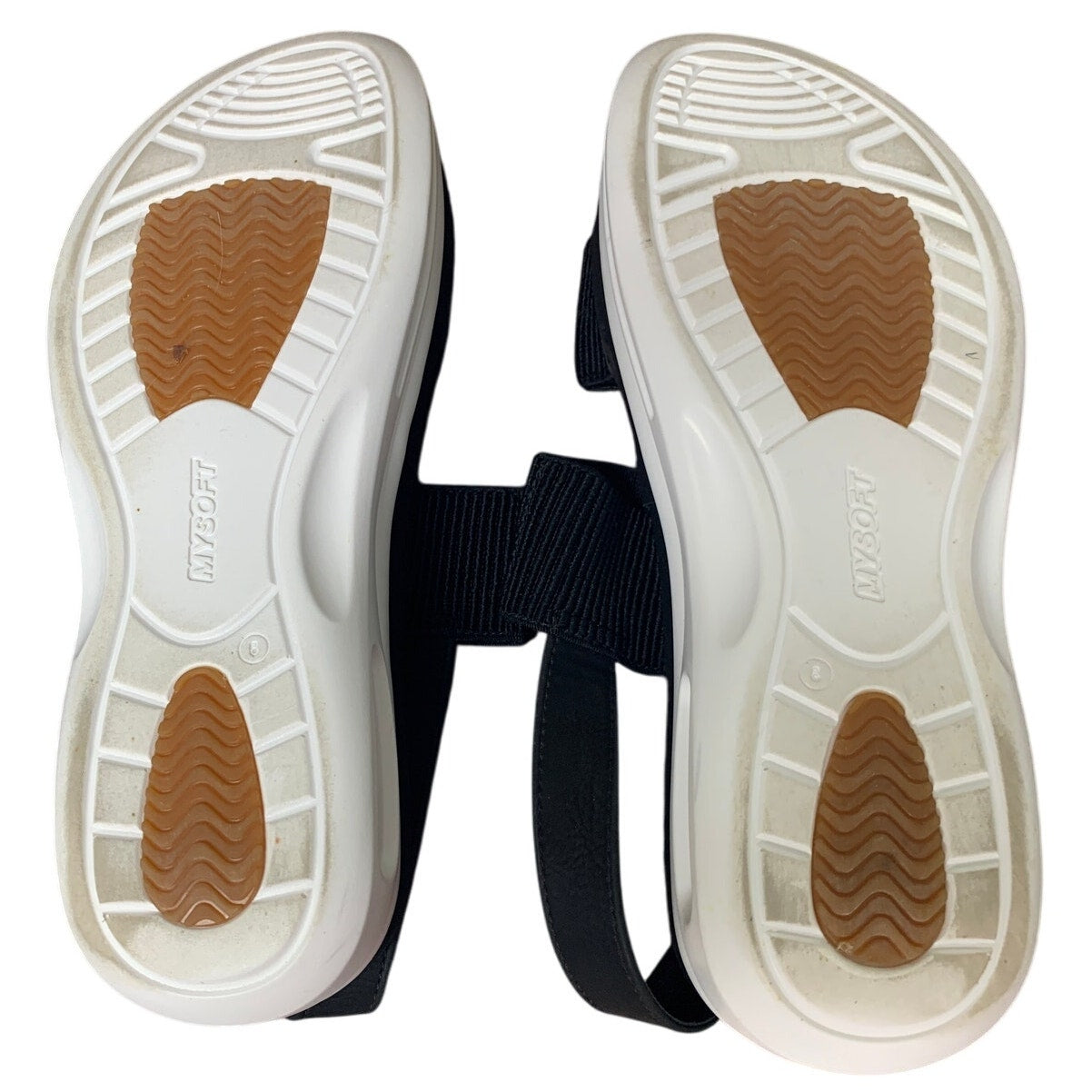 Mysoft Womens Size 8 Black Cloth Strap Open Toe Air Cushioned Walking Sandals