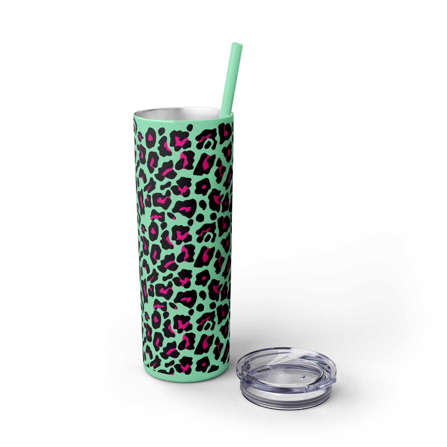 Trendy Leopard Print Skinny Tumbler, 20oz | Stylish Drinkware for Home, Office, Gifts, Reusable Straw, Animal Print