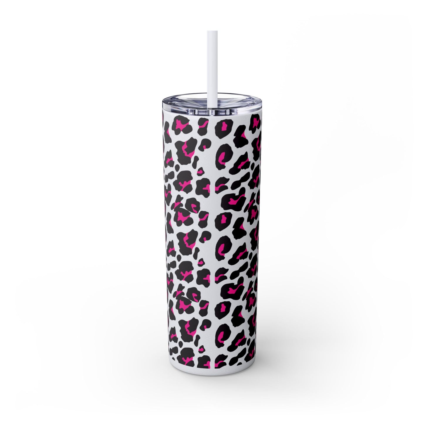 Trendy Leopard Print Skinny Tumbler, 20oz | Stylish Drinkware for Home, Office, Gifts, Reusable Straw, Animal Print