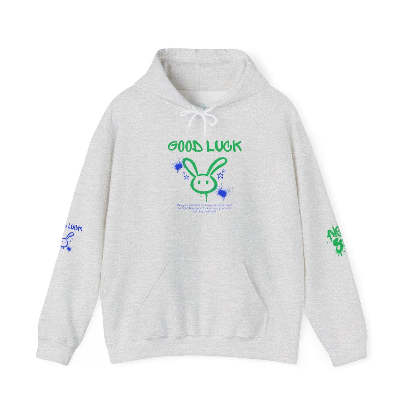 Good Luck Never Stop Unisex Heavy Blend Hooded Sweatshirt | Lucky Easter Bunny Design