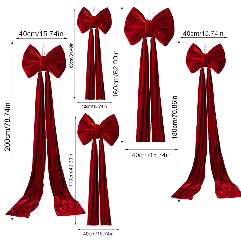 Large Wine Red Christmas Bow - Big Festive Tree Topper Decoration for Xmas