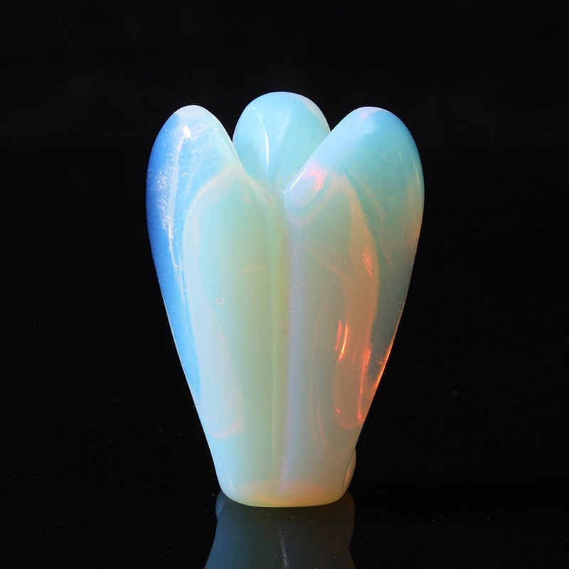 Cute Angel Shape Opalite Crystal Stone Healing Reiki Energy Gemstone Pendant Figurine Gift For Home Decoration Craft Gift