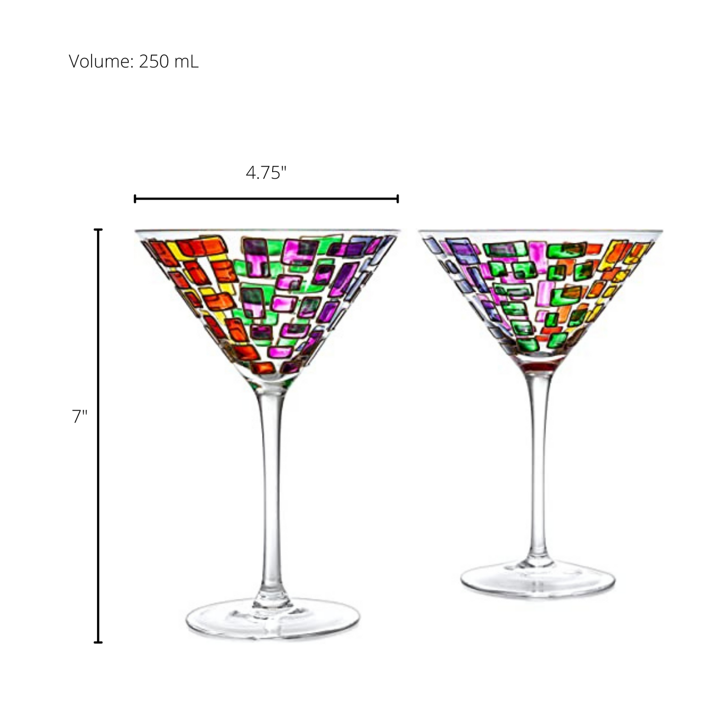 Renaissance Holiday Stained Glass Windows, Artisanal Hand Painted Glassware - The Wine Savant - Gift Idea Her, Him, Birthday, Mom, Housewarming, Gifts Ideas for Women & Men (Martini Glasses)-4