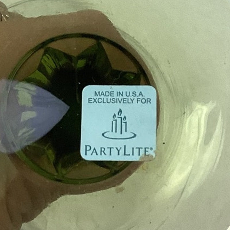 Set of 2 Vintage PartyLite Green Glass Stem Votive Tealight Candle Holders
