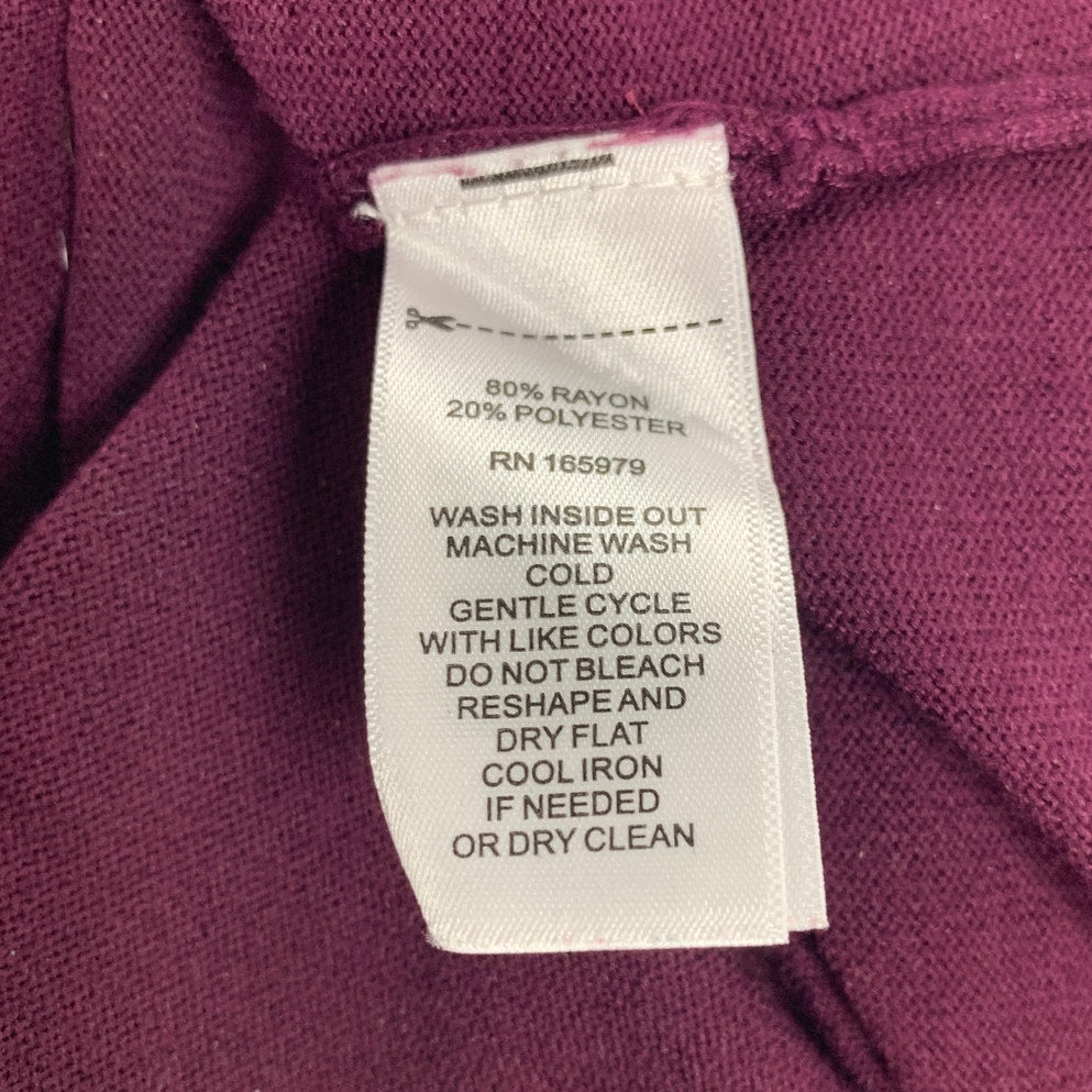Melissa Paige Womens 2X Purple PolyRayon Long Sleeve Crew Neck Faux Button Top