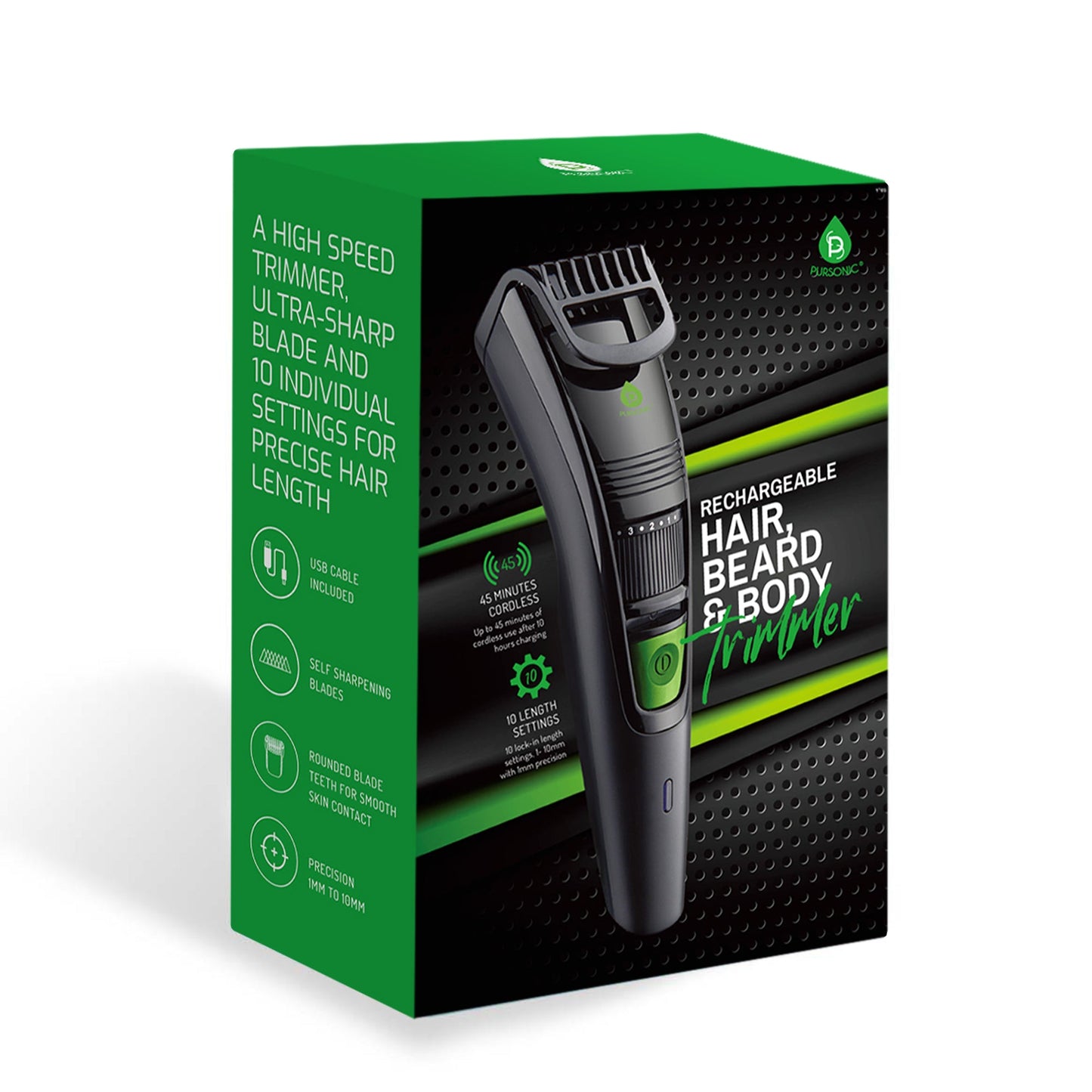 Full-Range Men's Grooming: 4-Piece Beard Care Set, Beard and Body Trimmer, Nose Trimmer, & Assorted Face and Body Wipes-4