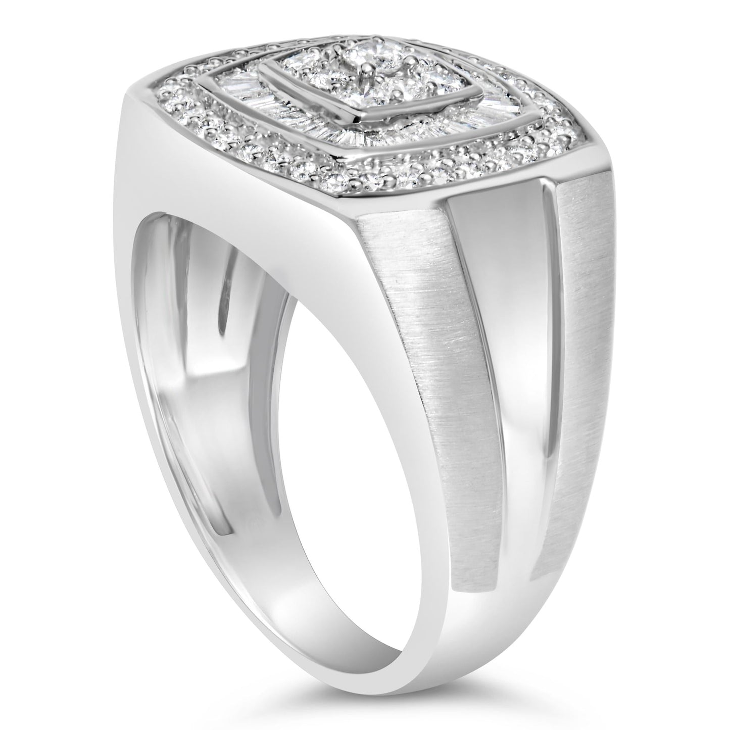 14K White Gold Men's Diamond Band Ring (1 cttw, H-I Color, SI1-I2 Clarity)-4