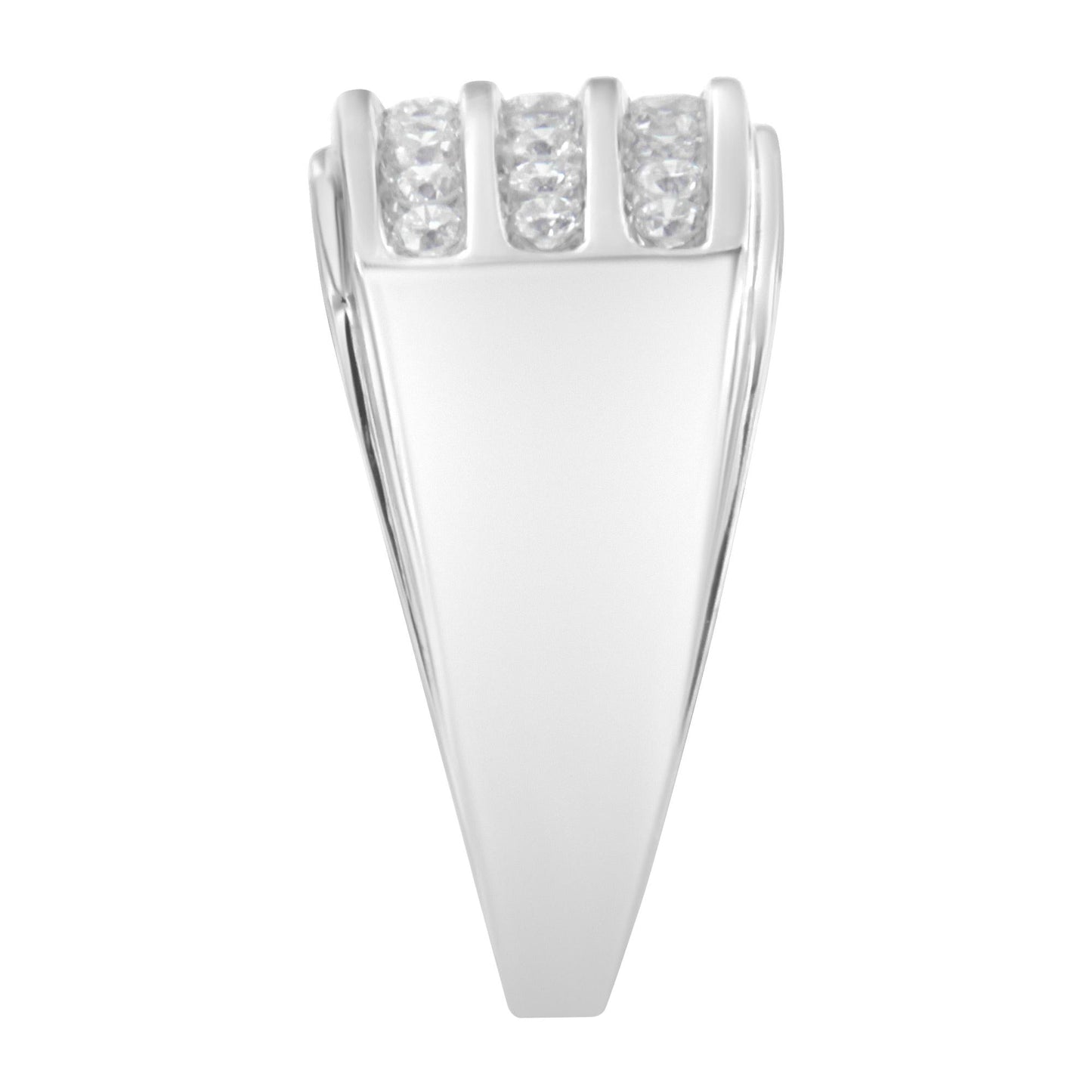 14K White Gold Men's Diamond Channel Set Band Ring (1 cttw, H-I Color, SI2-I1 Clarity)-4