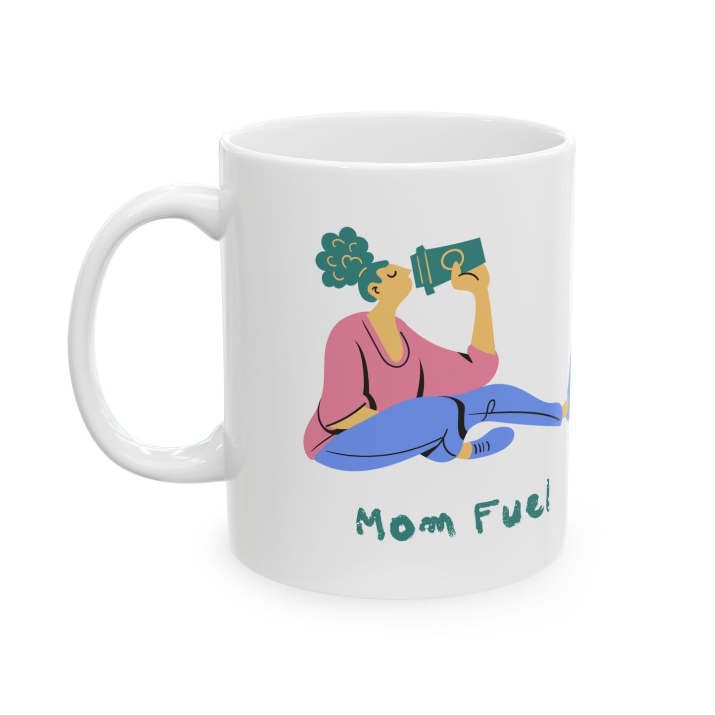 MOM FUEL Coffee Lover's Ceramic Mug, Relaxation Gift, Fuel Your Day, Customizable Drinkware, Fun Kitchen Decor, Tea Time Essential