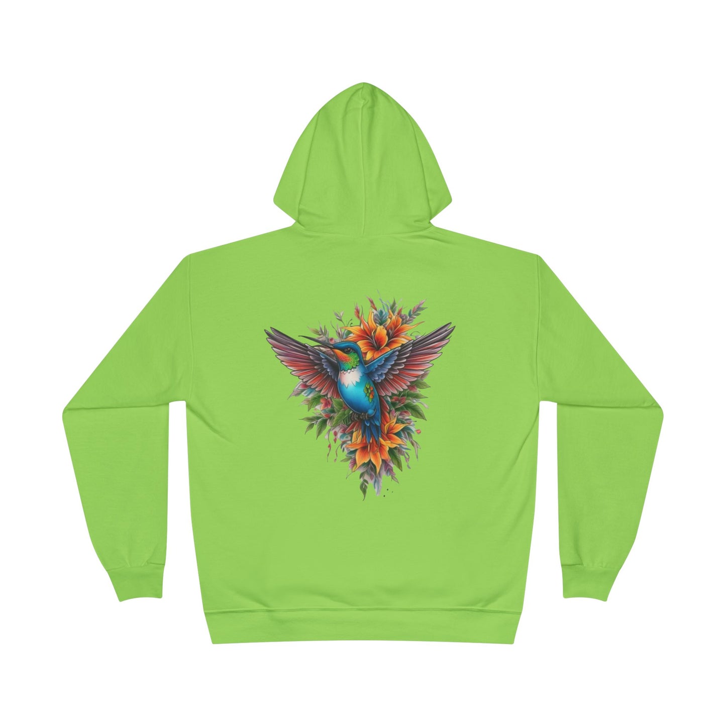 Vibrant Hummingbird Hoodie, Eco-Friendly Pullover, Perfect Gift for Nature Lovers, Spring Fashion, Unique Floral Design