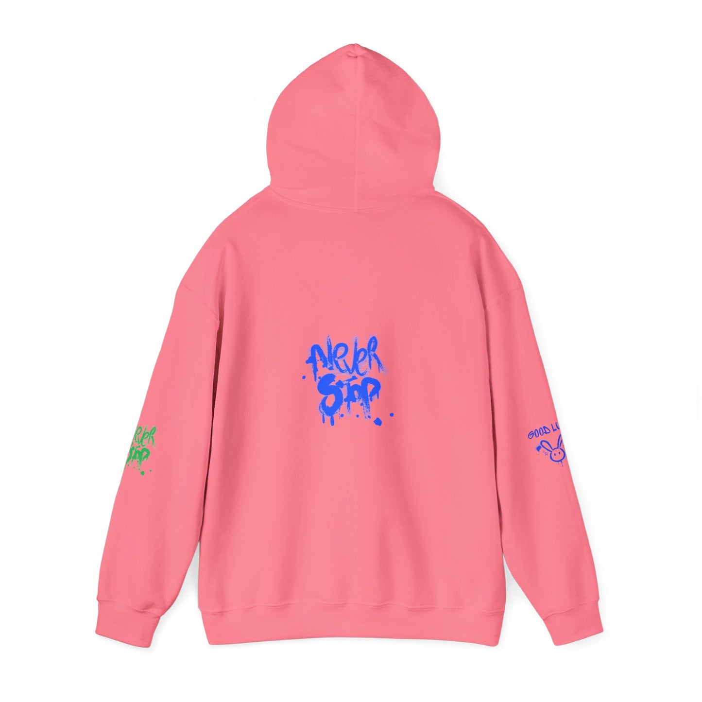 Good Luck Never Stop Unisex Heavy Blend Hooded Sweatshirt | Lucky Easter Bunny Design