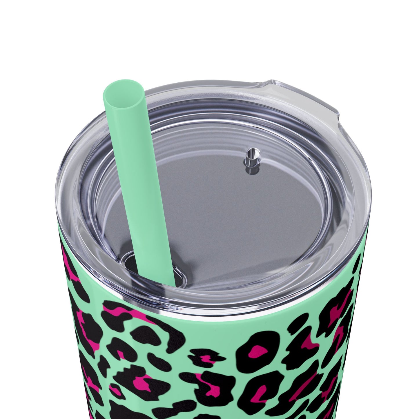 Trendy Leopard Print Skinny Tumbler, 20oz | Stylish Drinkware for Home, Office, Gifts, Reusable Straw, Animal Print
