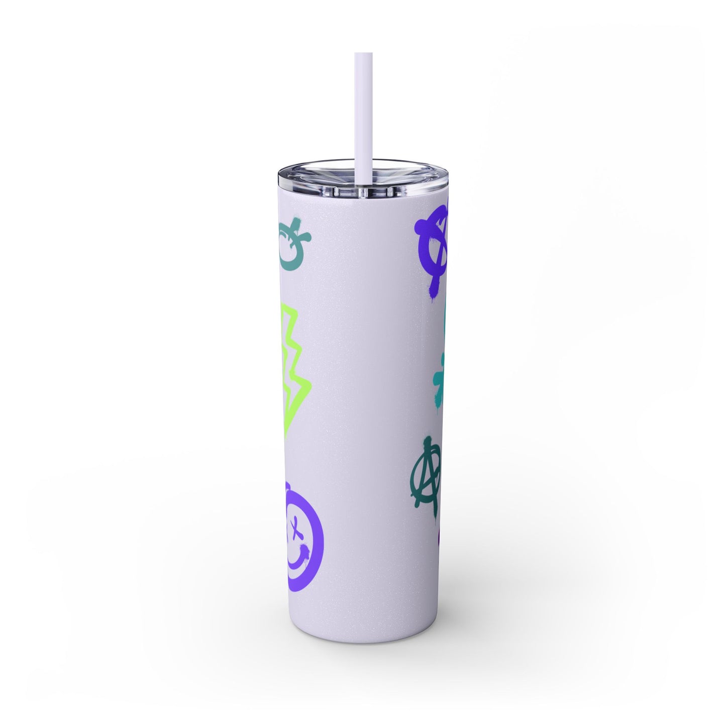 Trendy Skinny Tumbler with Straw, 20oz | Unique Graffiti Style Drinkware for Teens, Gifts, Parties, and Everyday Use