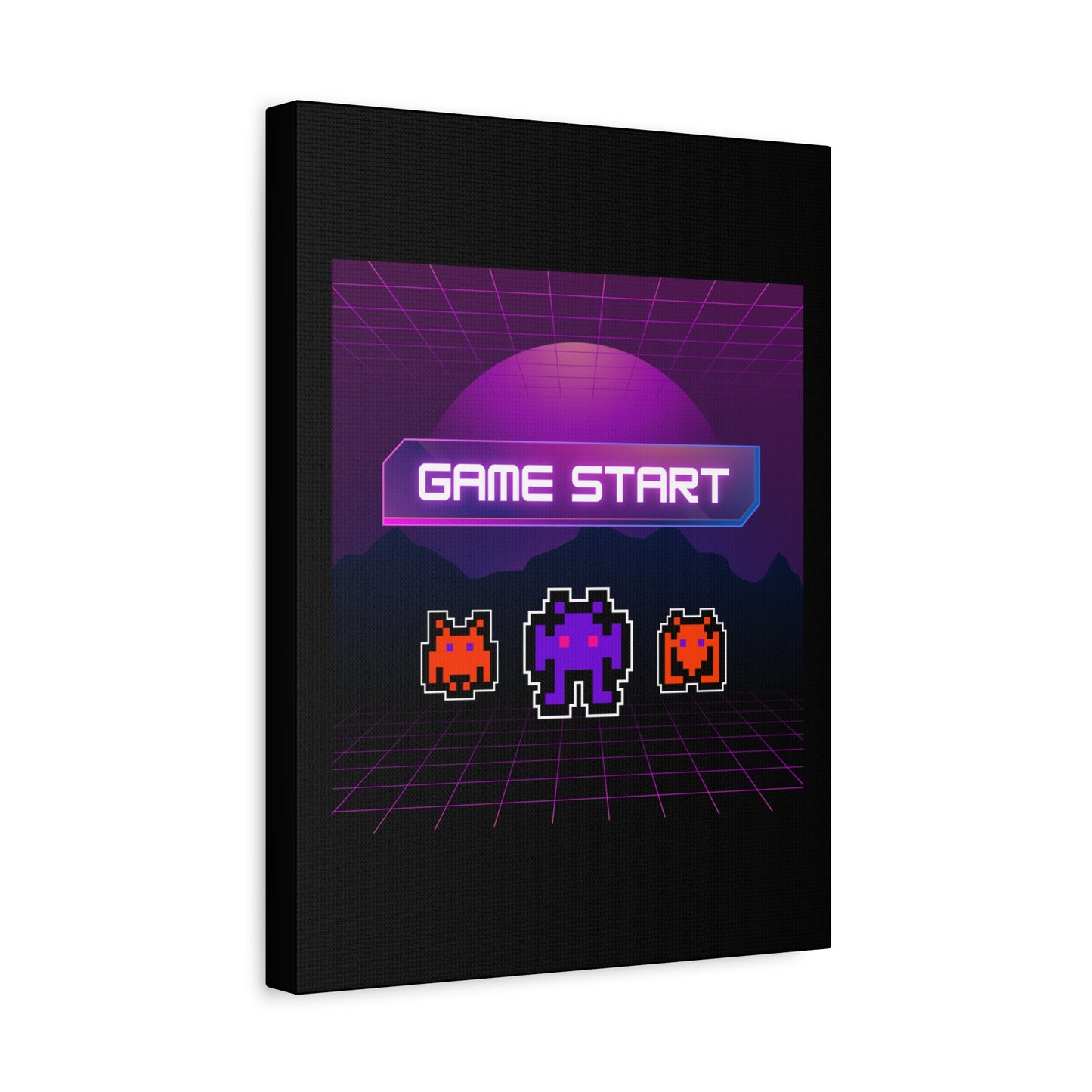 Retro Game Start Canvas Art Print | 80s Gaming Wall Decor, Gamer Gift, Pixel Art, Nostalgic Artwork, Home Decor