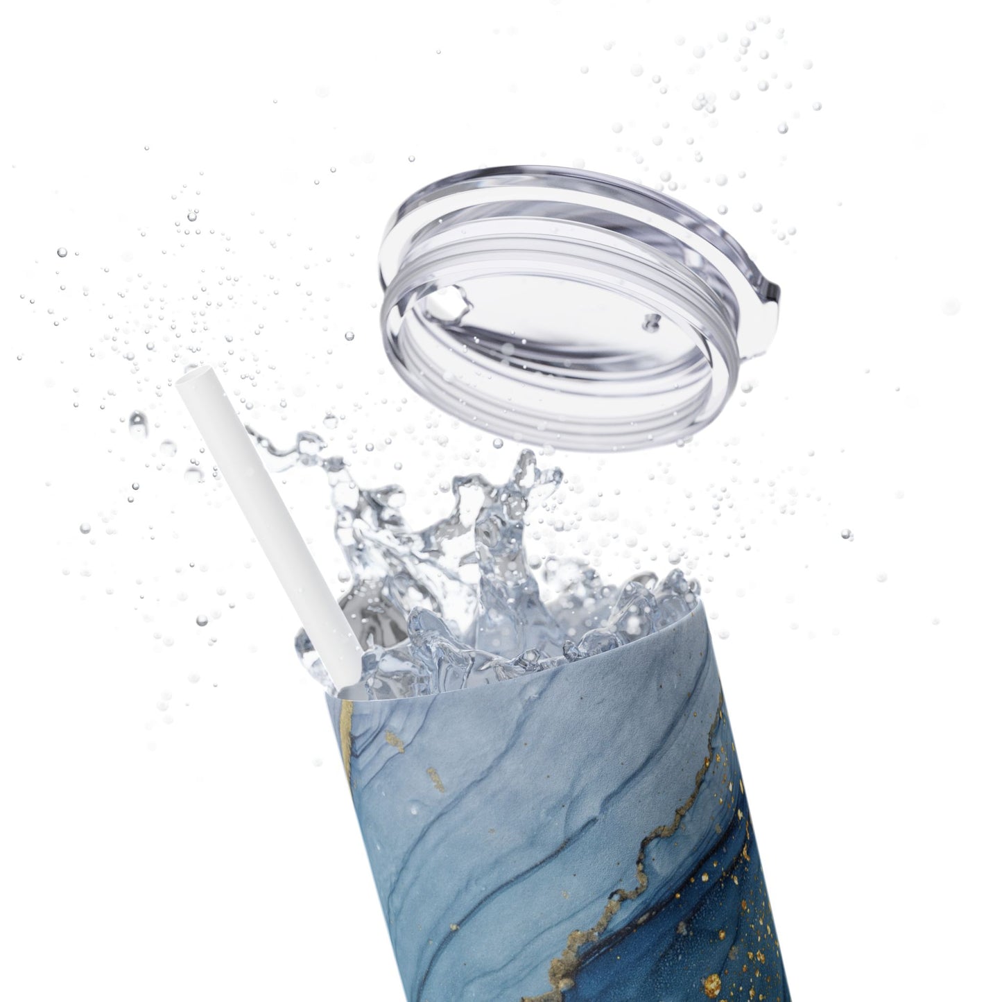 Elegant Blue Marble Skinny Tumbler, 20oz - Stylish Drinkware for Daily Use, Gifts, Celebrations, Eco-Friendly, Travel Mug