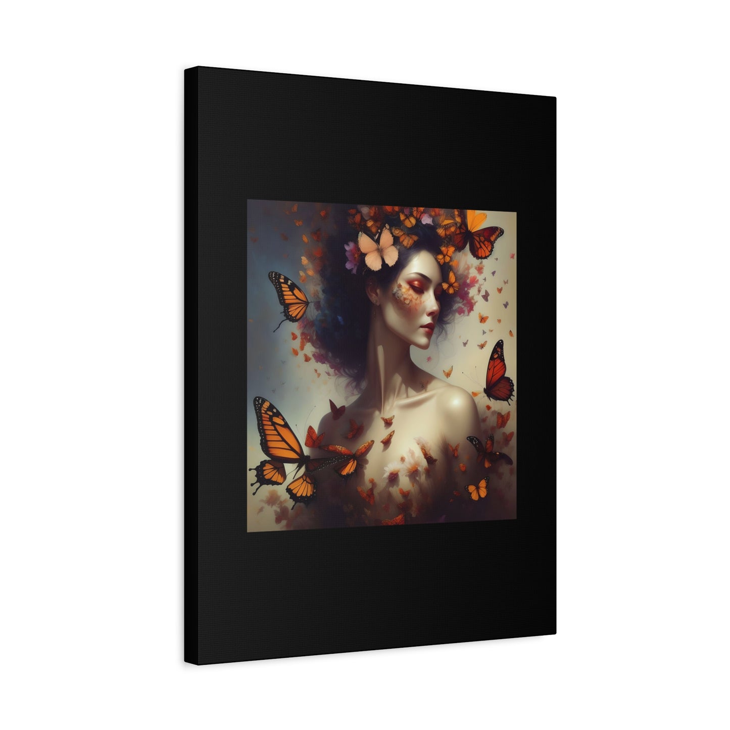 Canvas Wall Art - Butterfly Woman Print, Floral Home Decor, Unique Gift for Nature Lovers, Birthday Decoration, Whimsical Art
