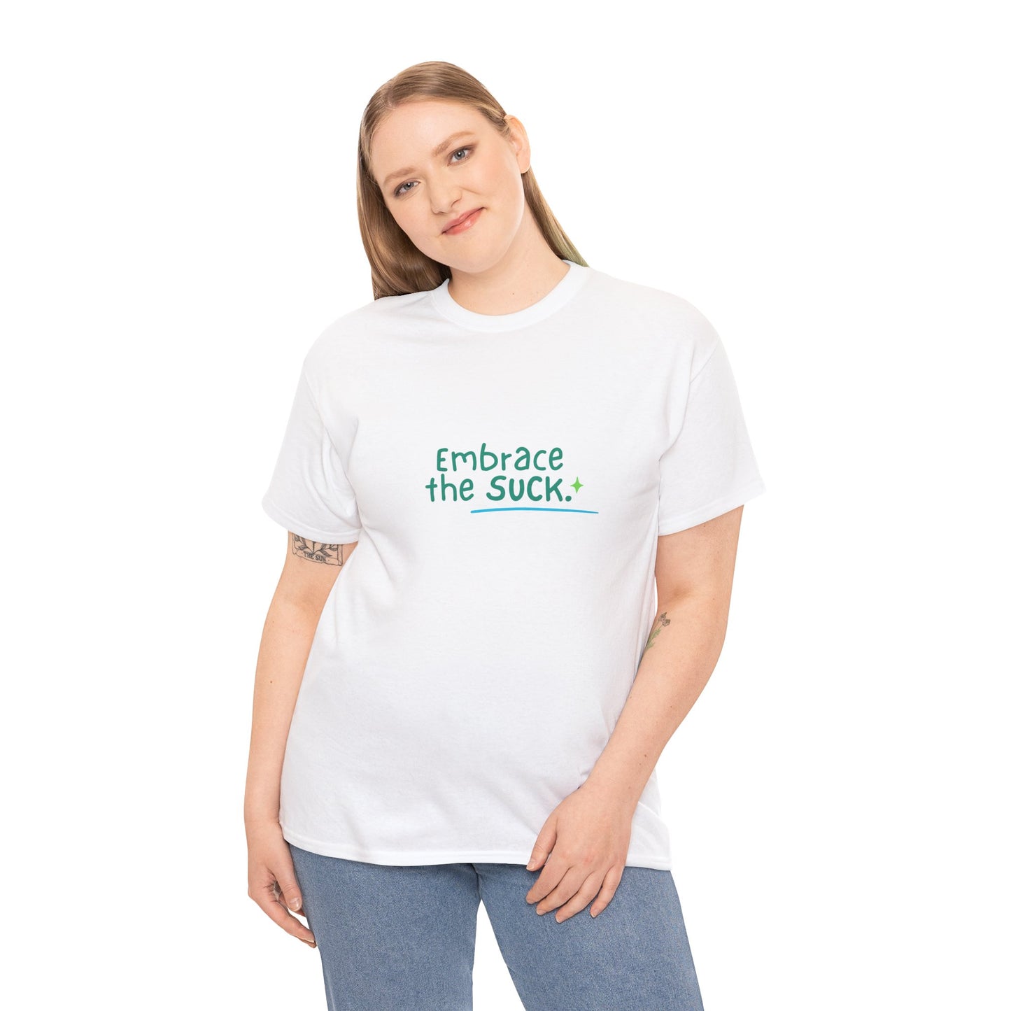 Unisex Heavy Cotton Tee - Embrace the Suck, Casual Tee, Motivational Shirt, Gift for Him/Her, Everyday Wear, Inspirational Apparel