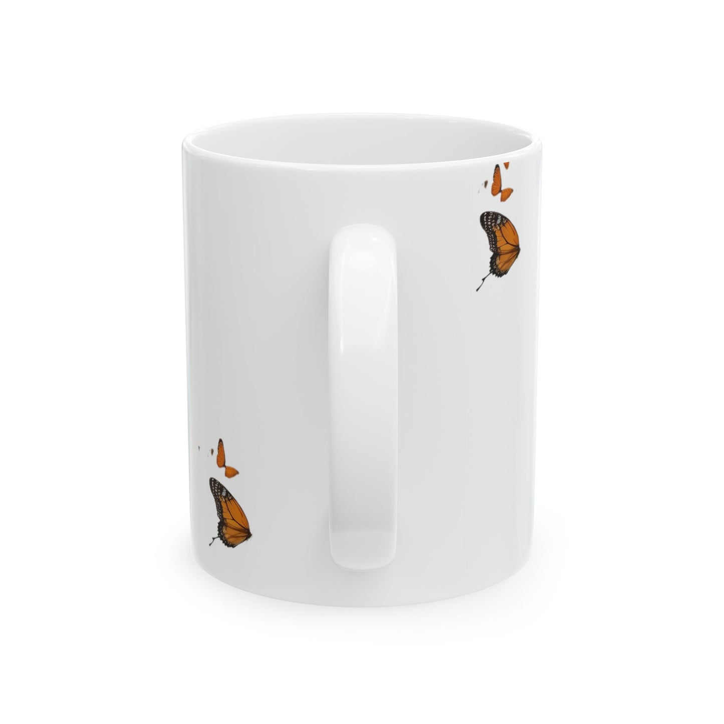 Butterfly Embrace Woman Ceramic Mug | Unique Gift for Nature Lovers, Inspirational Coffee Cup, Home Decor, Animal Art, Beautiful Butterfly Design