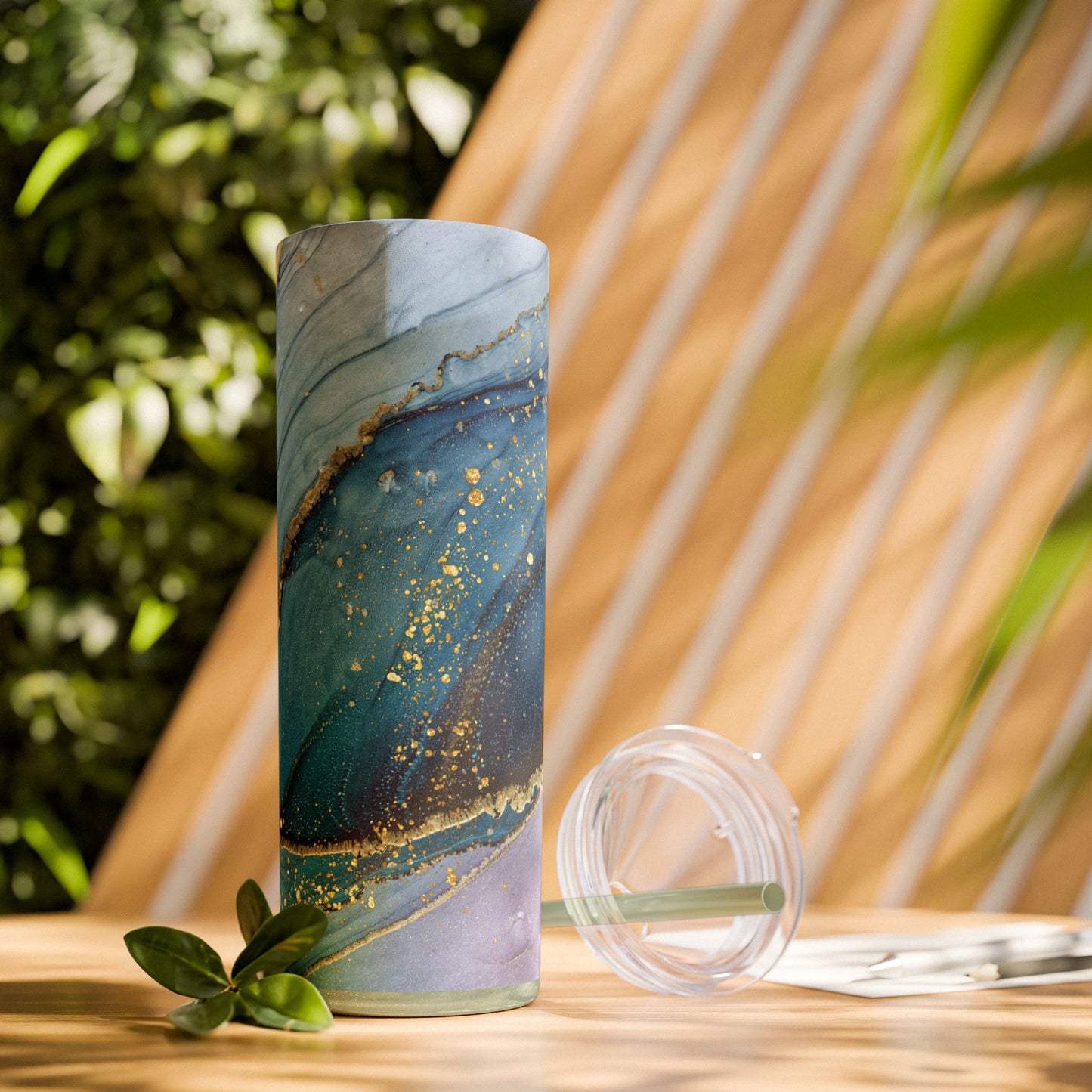 Elegant Blue Marble Skinny Tumbler, 20oz - Stylish Drinkware for Daily Use, Gifts, Celebrations, Eco-Friendly, Travel Mug