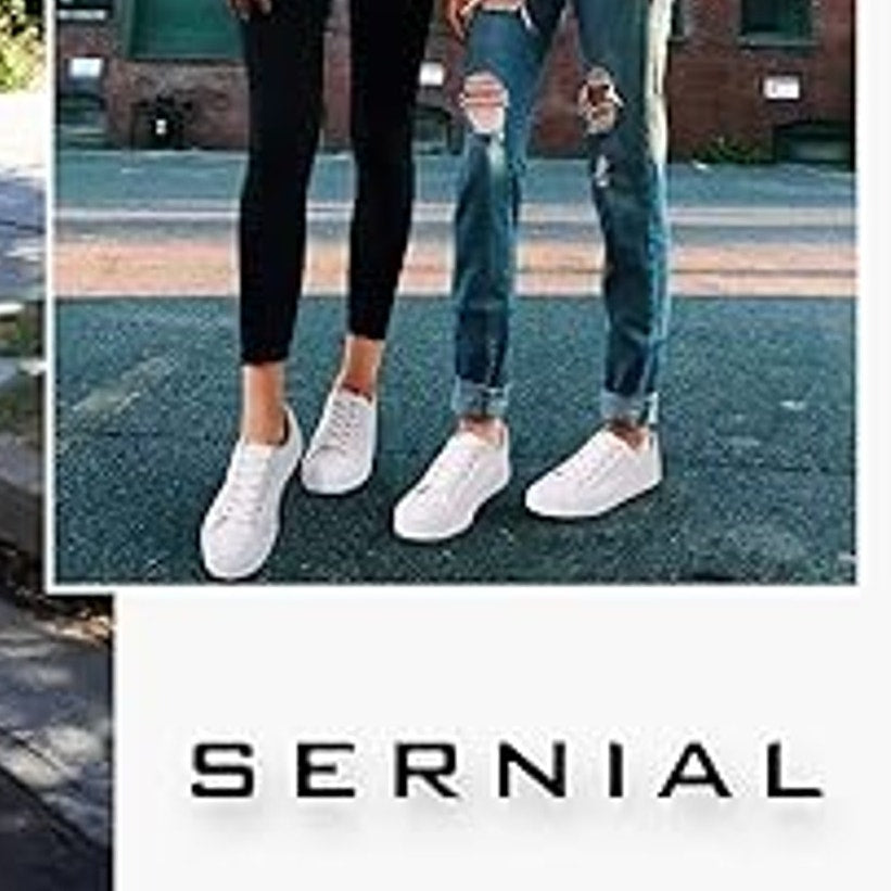 New Sernial Womens Size 7 White Faux Leather Lace Up Basic Tennis Athletic Shoes