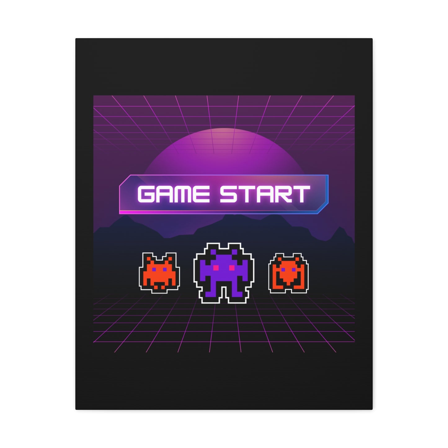 Retro Game Start Canvas Art Print | 80s Gaming Wall Decor, Gamer Gift, Pixel Art, Nostalgic Artwork, Home Decor