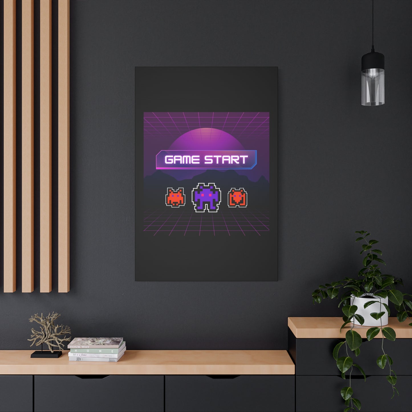 Retro Game Start Canvas Art Print | 80s Gaming Wall Decor, Gamer Gift, Pixel Art, Nostalgic Artwork, Home Decor