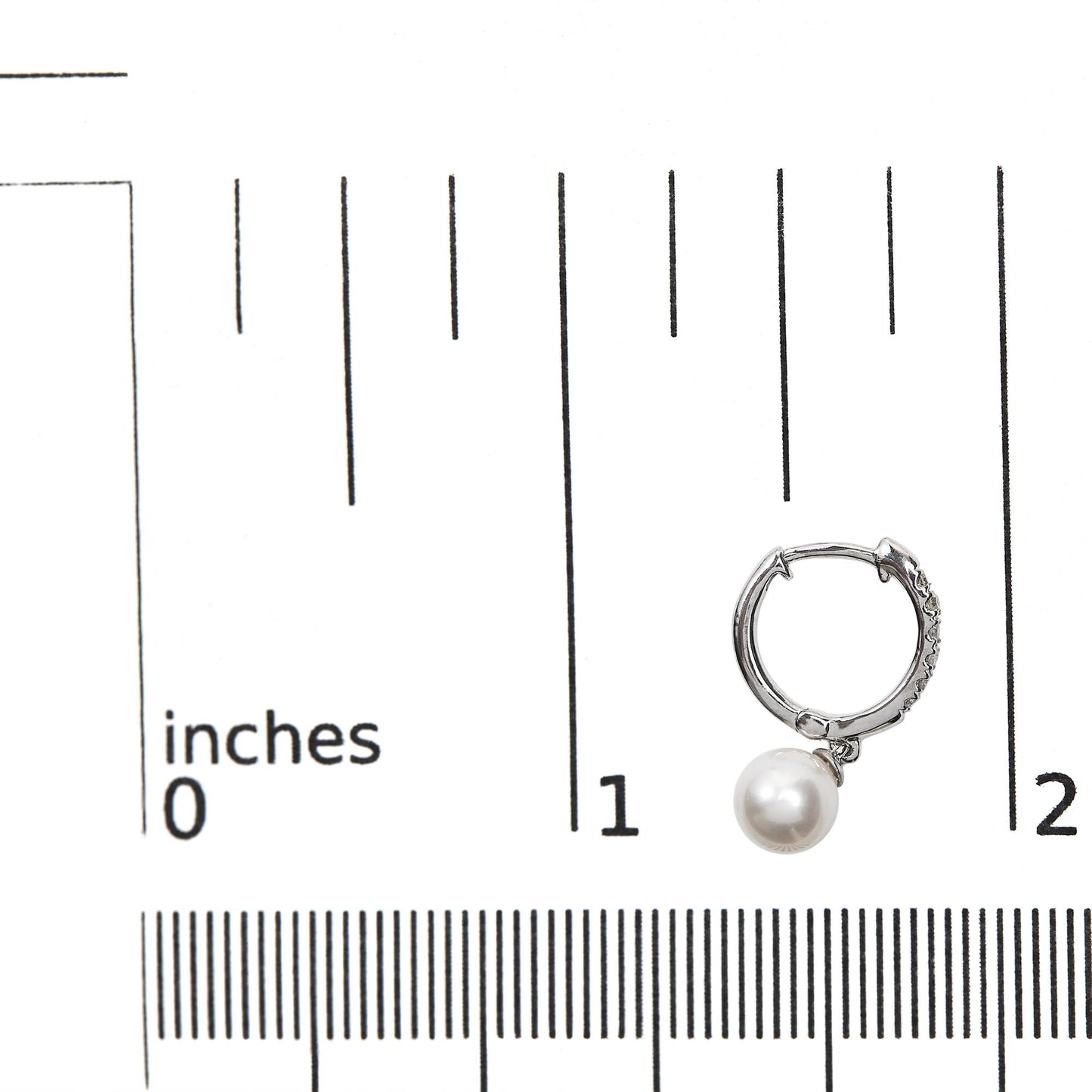 10K White Gold 6x6 MM Cultured Freshwater Pearl and Diamond Accent Drop Huggy Earring (H-I Color, I1-I2 Clarity)-4