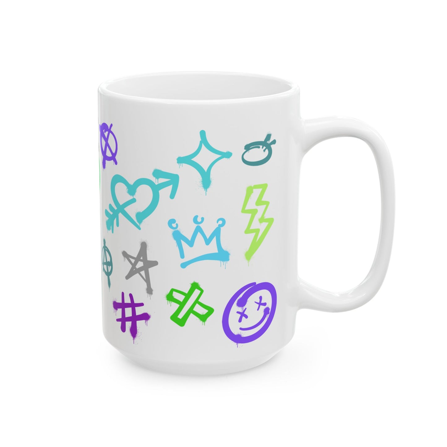 SMILE Vibrant Graffiti Ceramic Mug, Art Mug, Unique Gift, Inspirational Mug, Coffee Cup, Fun Drinkware